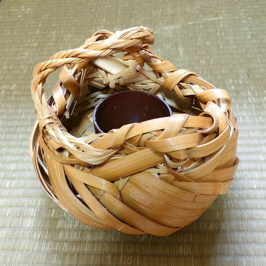 竹花籠　レトロ　竹細工　竹籠　花籠　茶道具　アンティーク　生花