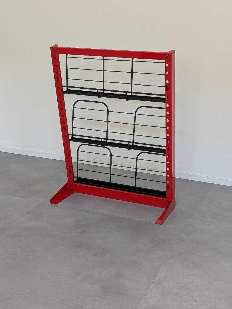 USED/スチール マガジンラック 黒×赤 モダン ミニマルデザイン