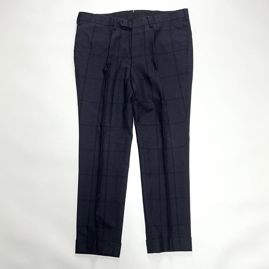 【美品】ブリッラペルイルグスト　ダブルスーツセットアップ　チェック　紺　52