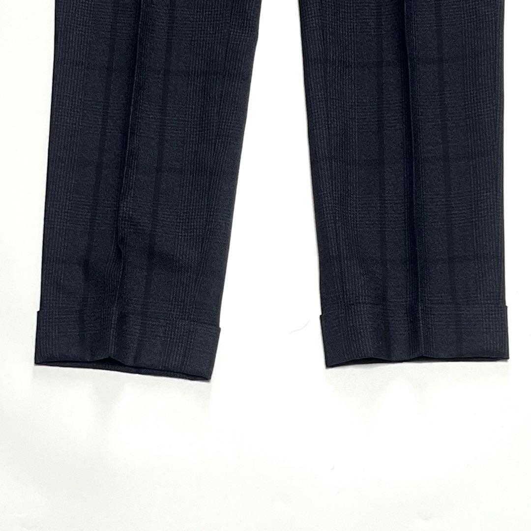 【美品】ブリッラペルイルグスト　ダブルスーツセットアップ　チェック　紺　52