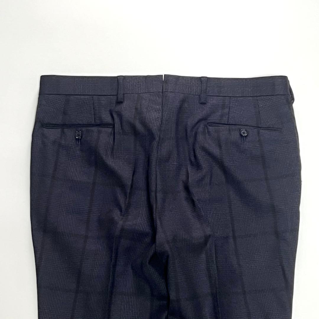 【美品】ブリッラペルイルグスト　ダブルスーツセットアップ　チェック　紺　52