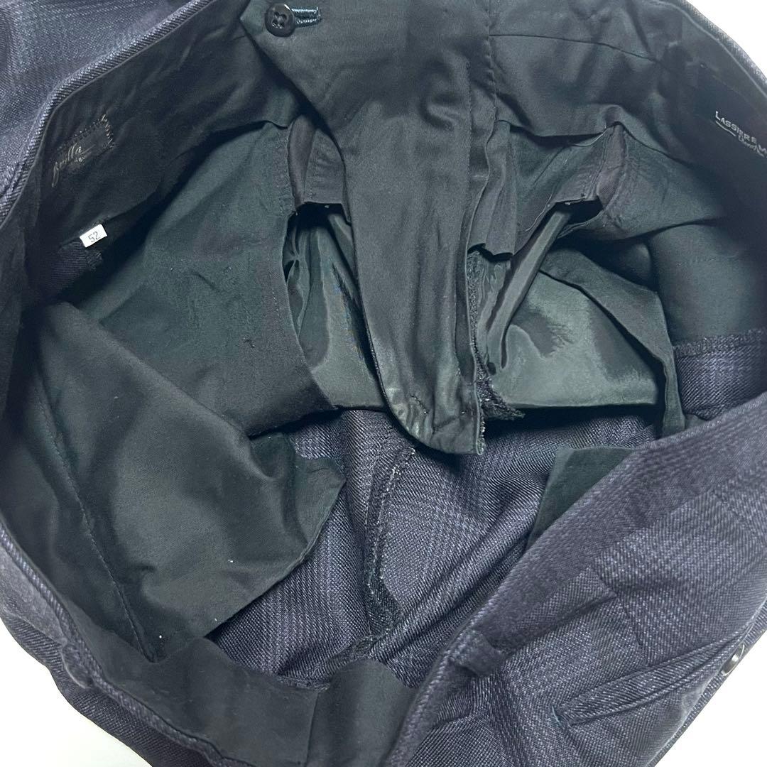 【美品】ブリッラペルイルグスト　ダブルスーツセットアップ　チェック　紺　52