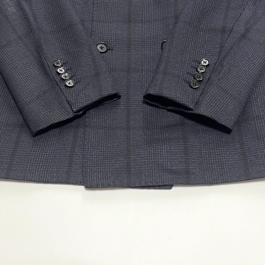 【美品】ブリッラペルイルグスト　ダブルスーツセットアップ　チェック　紺　52