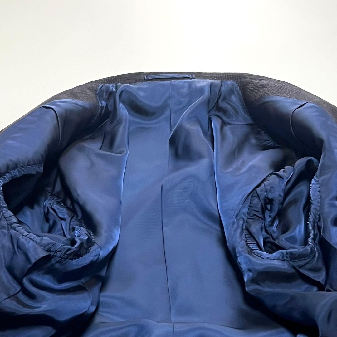 【美品】ブリッラペルイルグスト　ダブルスーツセットアップ　チェック　紺　52