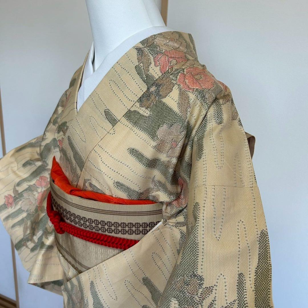 グ*マ様 モ46 未使用近い　美品　袷　正絹　白大島　白紬　大島紬　フルセット