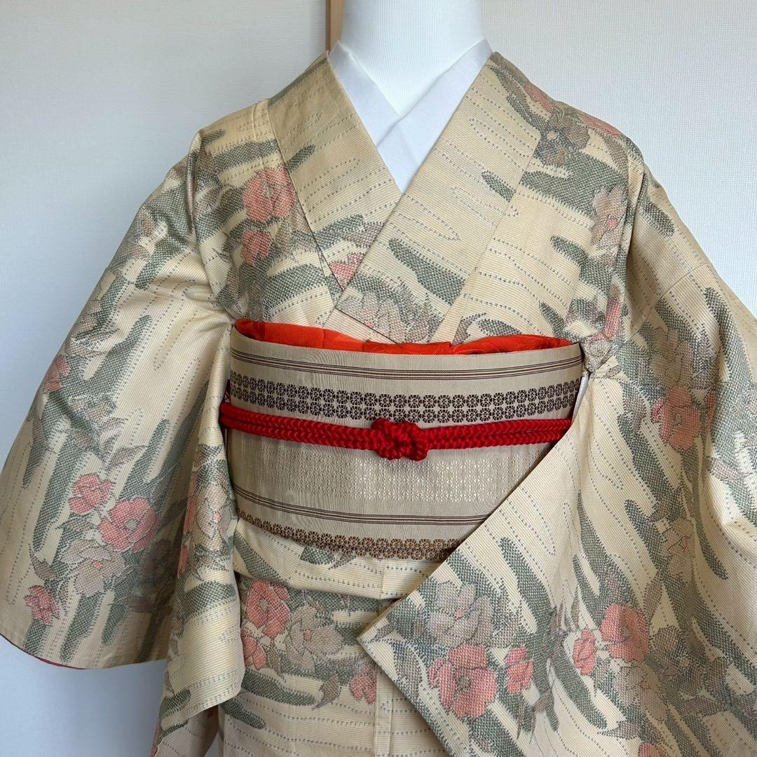 グ*マ様 モ46 未使用近い　美品　袷　正絹　白大島　白紬　大島紬　フルセット