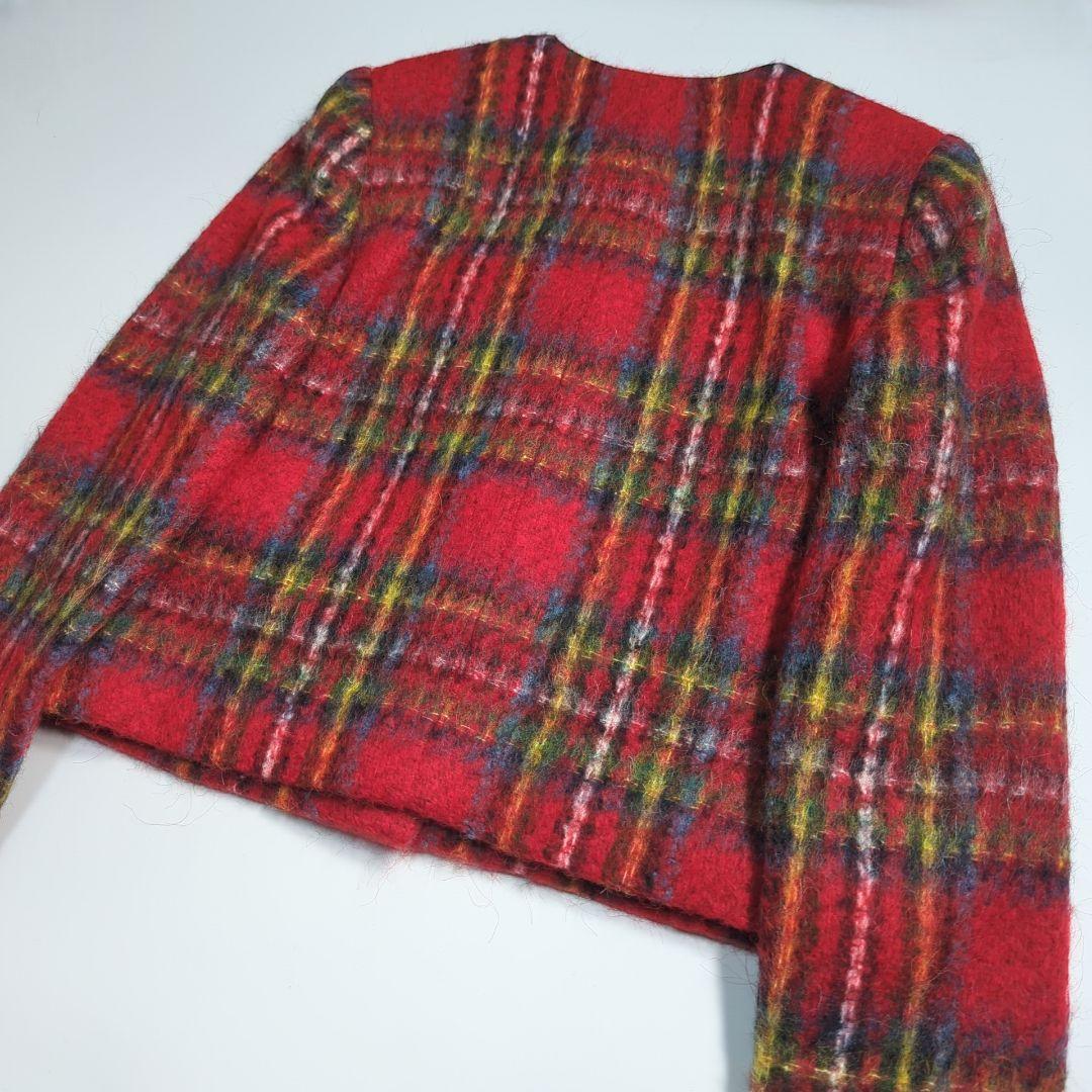 ローレンラルフローレン　チェック モヘア クロップ ド ジャケット ４