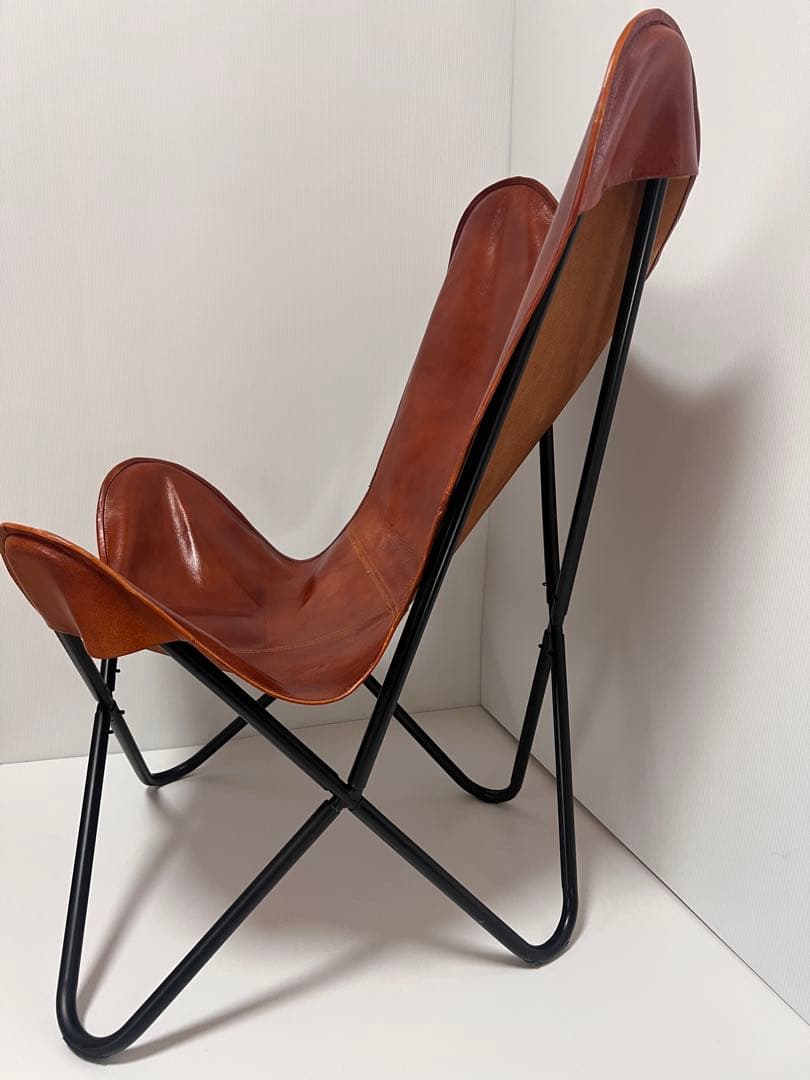 バタフライチェア リプロダクト 本革 キャメル レザー 北欧風 革製 インテリア