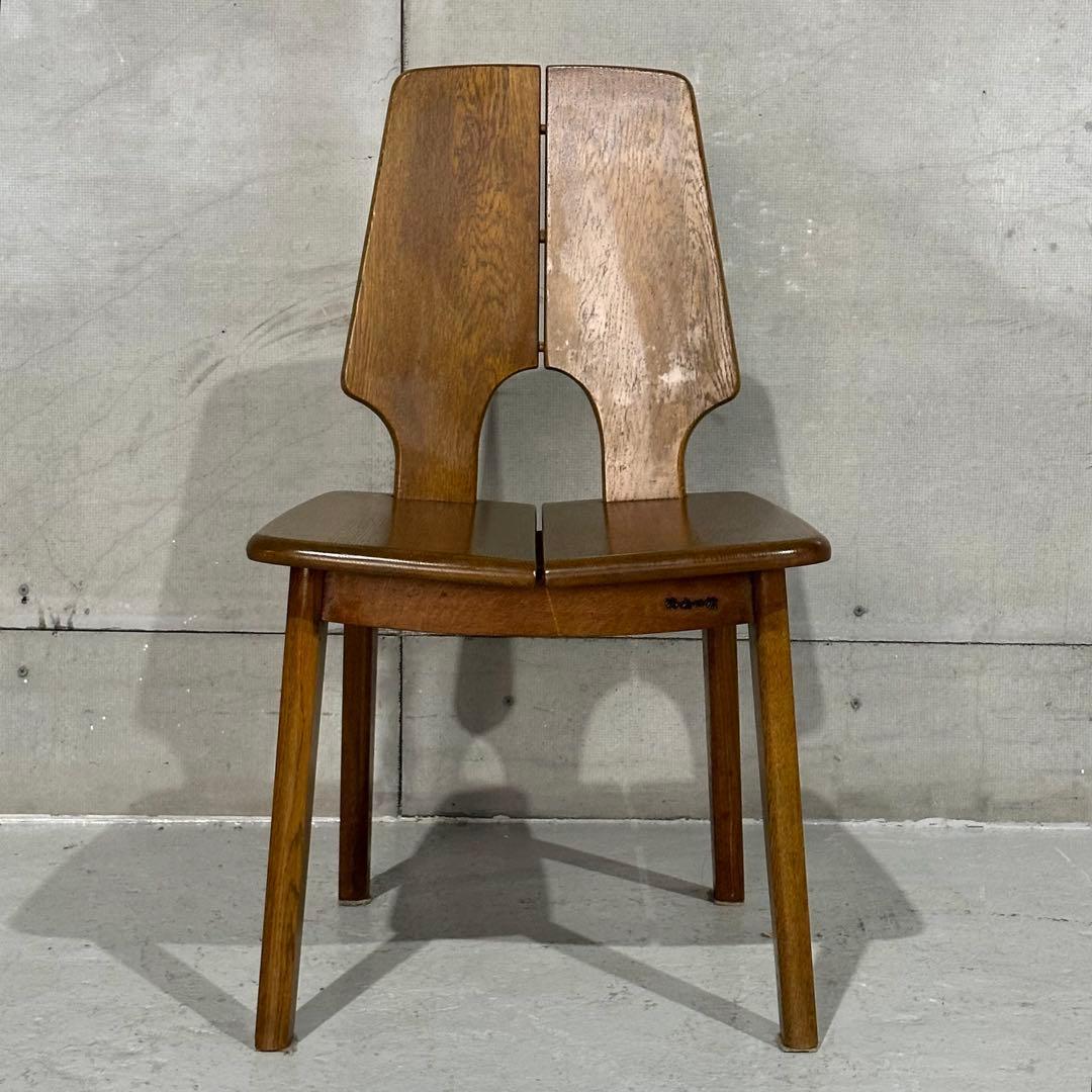 ✦浜本工芸✦ダイニング チェア 昭和アンティーク 無垢材 椅子 レトロ家具