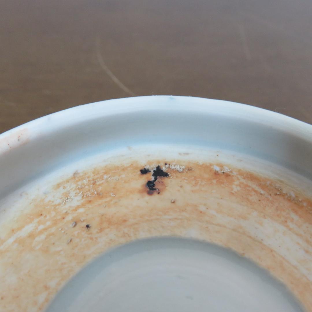 なます皿 4枚 染付 蝶 鳥 渦巻 風車 花弁縁 江戸