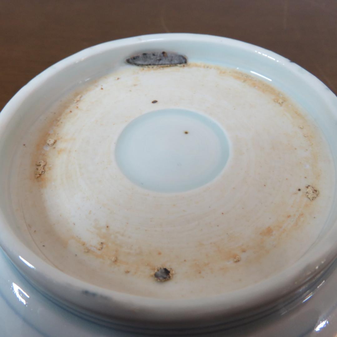 なます皿 4枚 染付 蝶 鳥 渦巻 風車 花弁縁 江戸