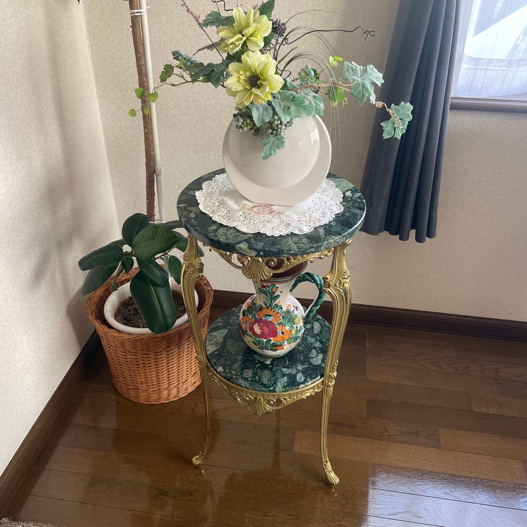 イタリア製 大理石 真鍮 花台 飾り台　猫足