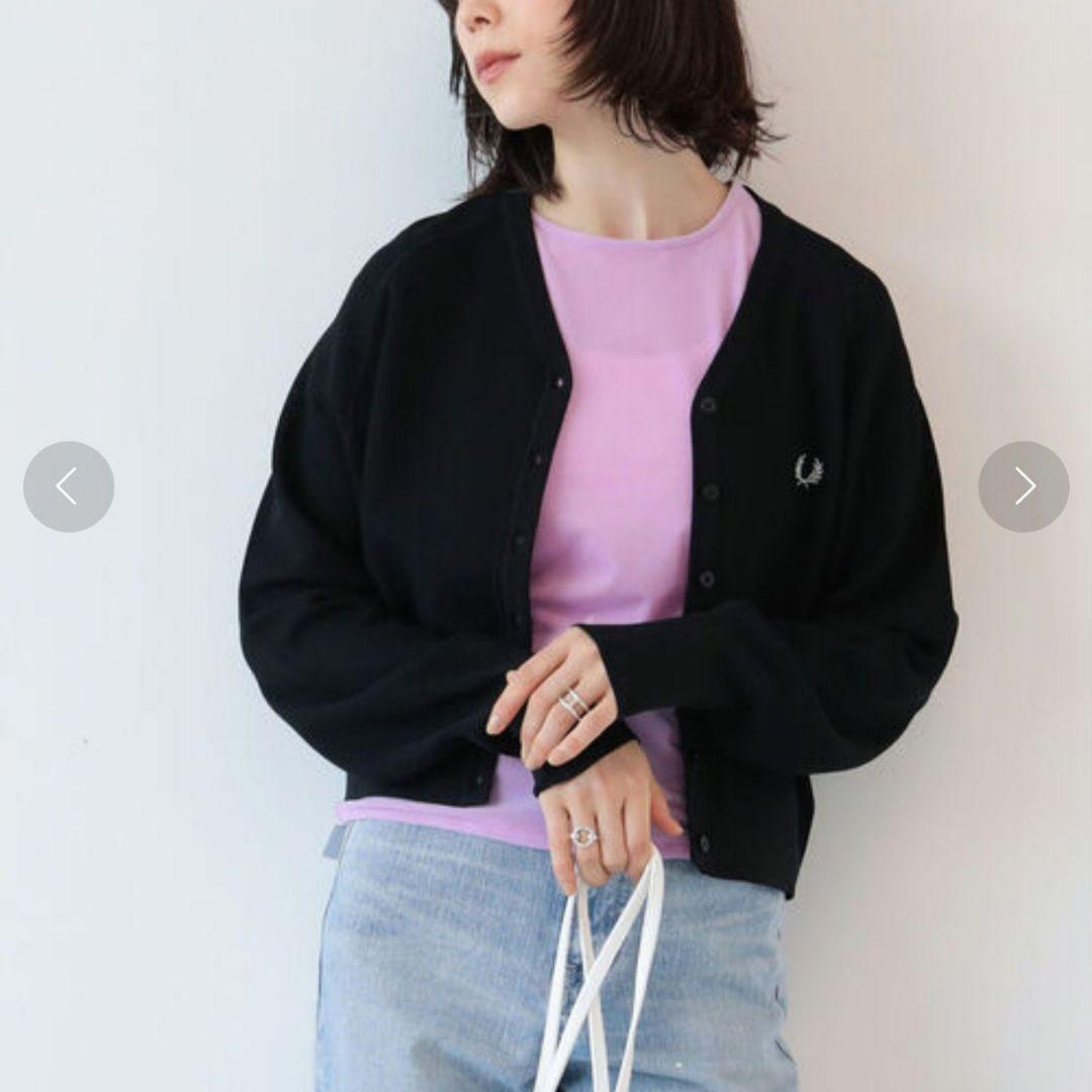 極美品 フレッドペリー × レイビームス / 別注 Vネックカーディガン 黒