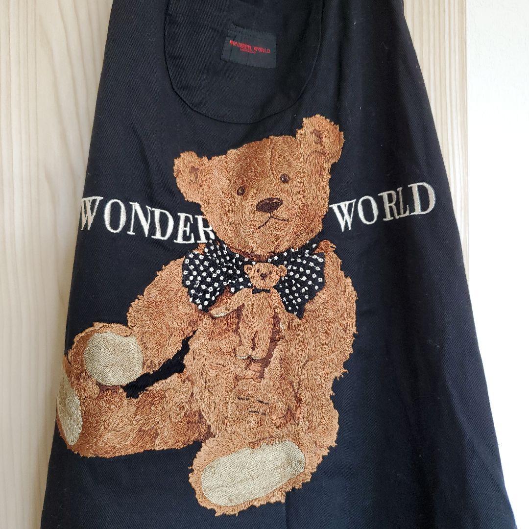 ピンクハウス　くま刺繍エプロン　黒