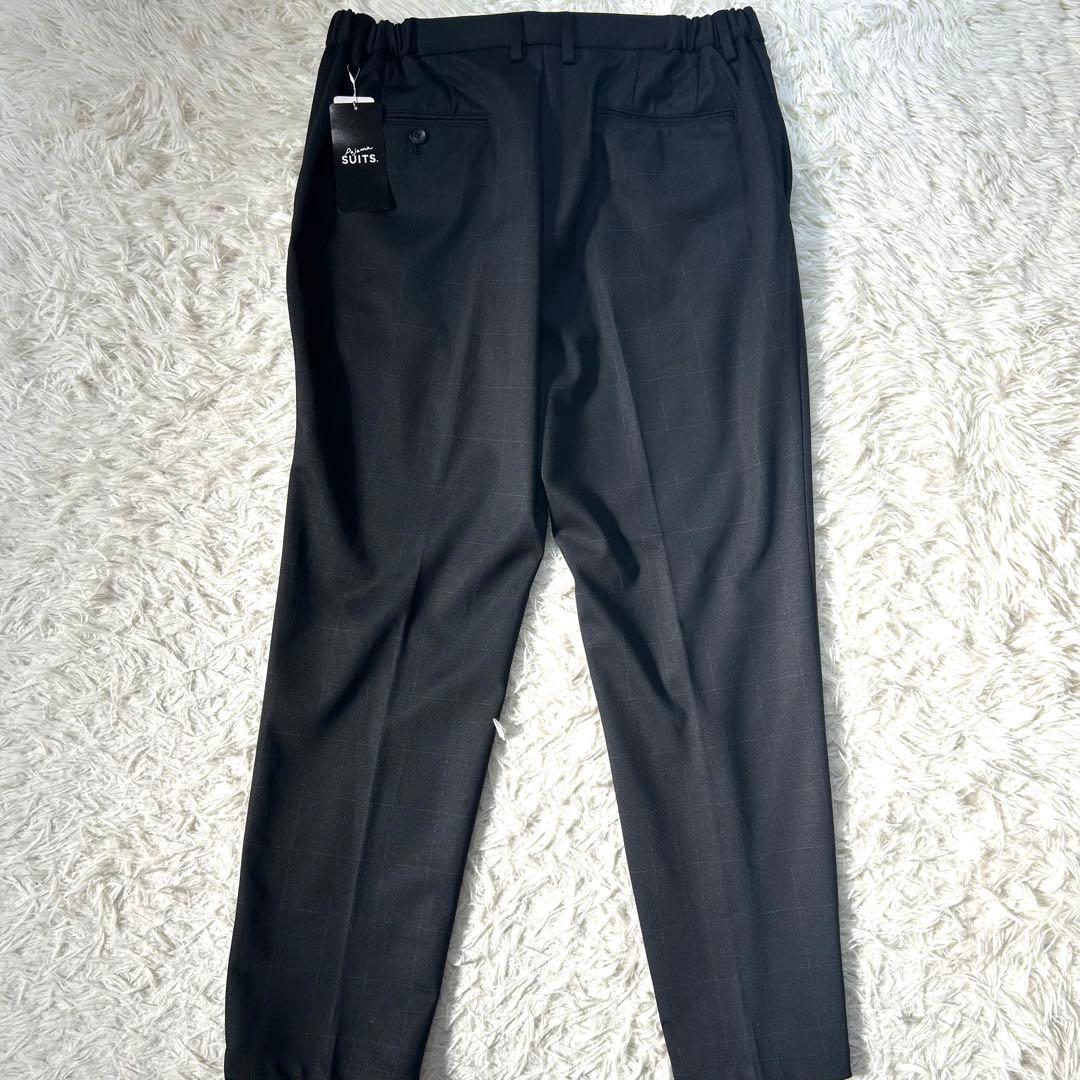 アオキ【未使用タグ付】パジャマスーツプリントジャージ黒ウィンドウペン　ゆったりL