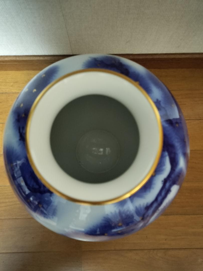 香蘭社 染錦模様 花瓶 老松文 金彩