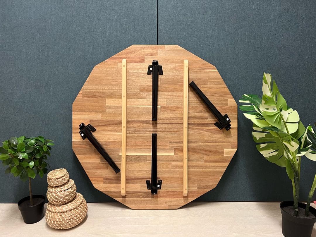 【送料無料】 ローテーブル 12角 90cm アカシア 折りたたみ脚