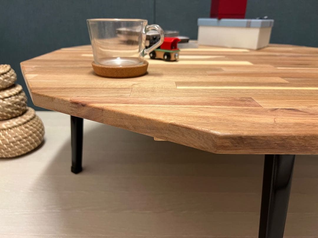 【送料無料】 ローテーブル 12角 90cm アカシア 折りたたみ脚