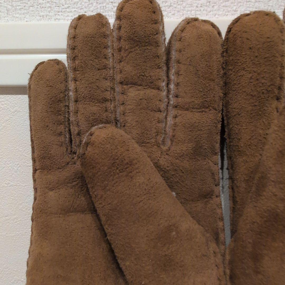 美品 UGG リボン　ベージュ　 シープスキン 手袋 L
