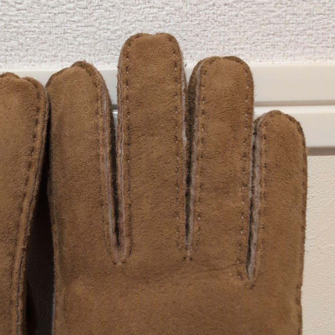 美品 UGG リボン　ベージュ　 シープスキン 手袋 L