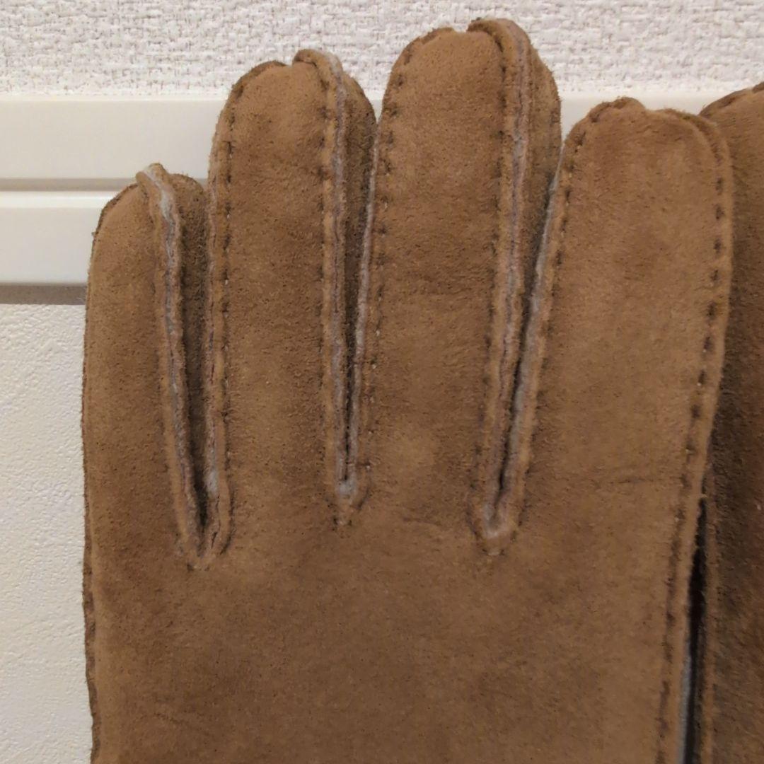 美品 UGG リボン　ベージュ　 シープスキン 手袋 L