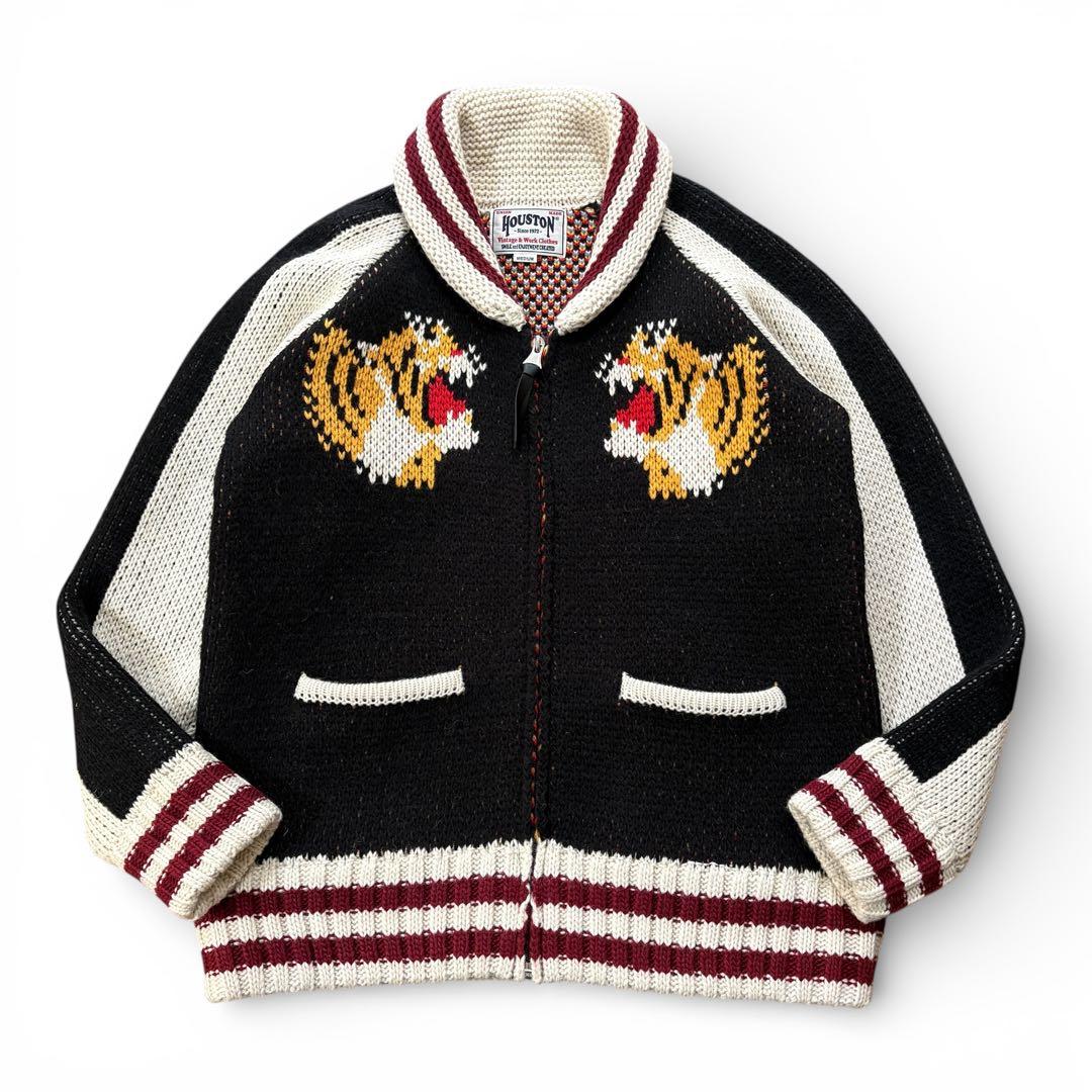 HOUSTON カウチン ニット 虎 セーター M ウール カーディガン