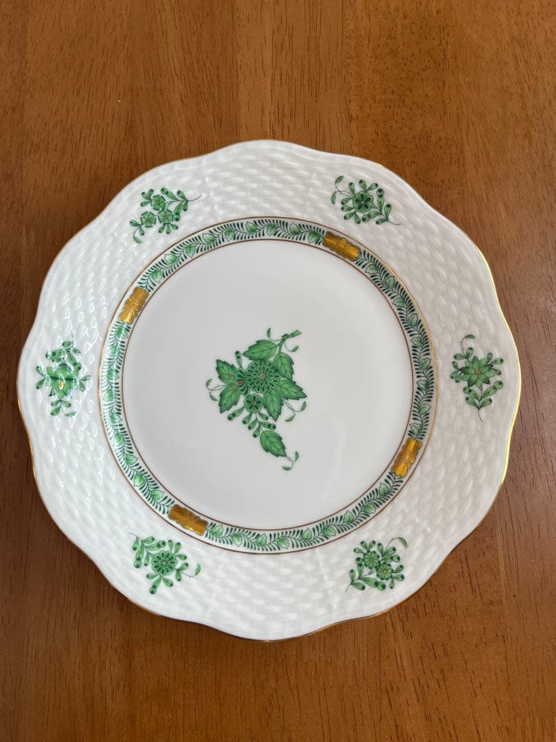 ヘレンド アポニーグリーン デザートプレート19cm 4枚セット
