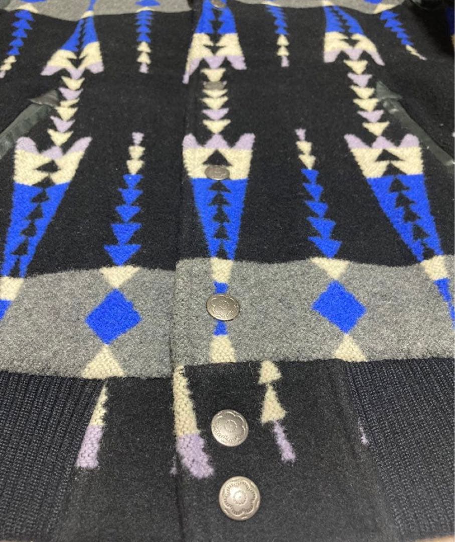 美品 indian Motocycle ネイティブ柄 レザースリーブ ジャケット