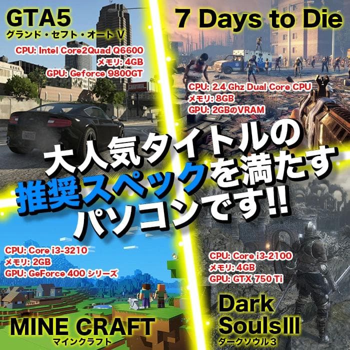 ゲーミングPC/i7 7700/500GB/GTX1060/Office搭載