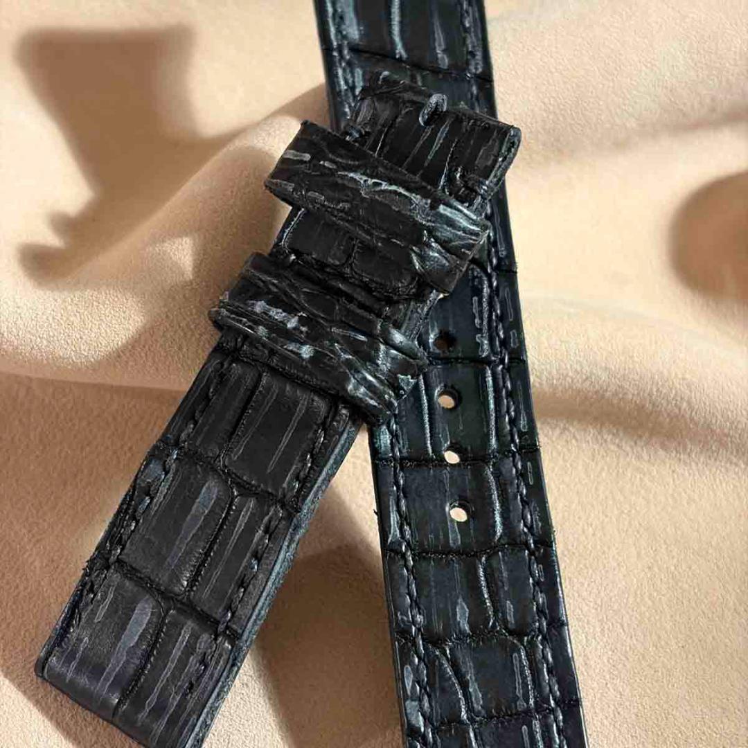 exh-52 ブライドルブラック クロコダイル 腕時計ベルト ラグ幅20mm