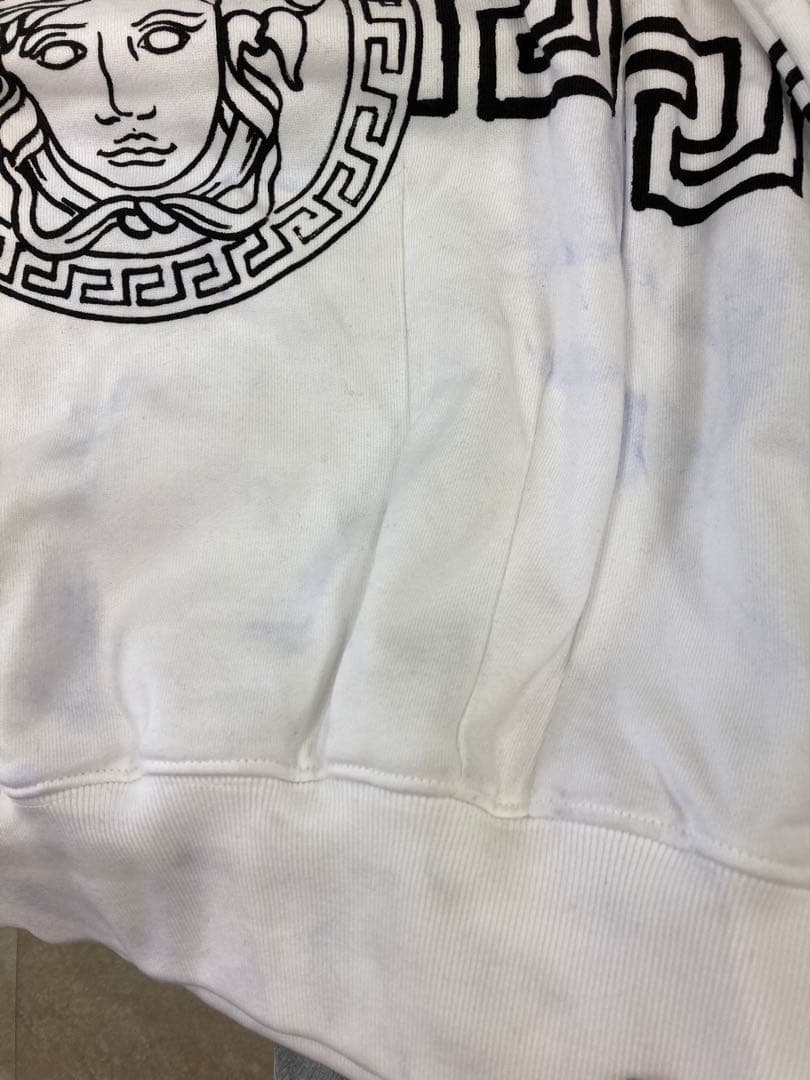 VERSACE ロゴトレーナー ホワイト 変色あり