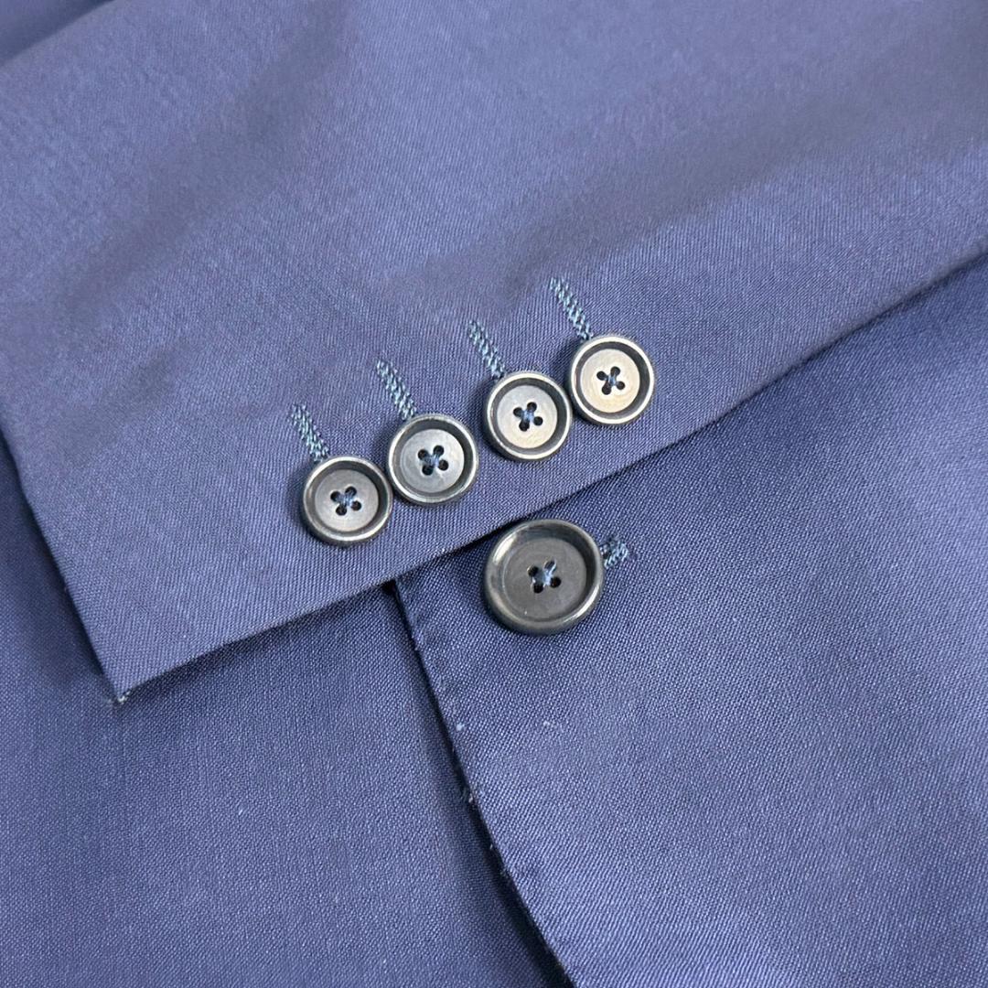 J6387 美品 デペトリロ ソリッドアンコンスーツ ネイビーブルー 46