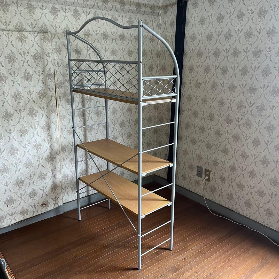 【中古品】アイアンフレーム ユニットシェルフ オープンラック 飾り棚 木天板