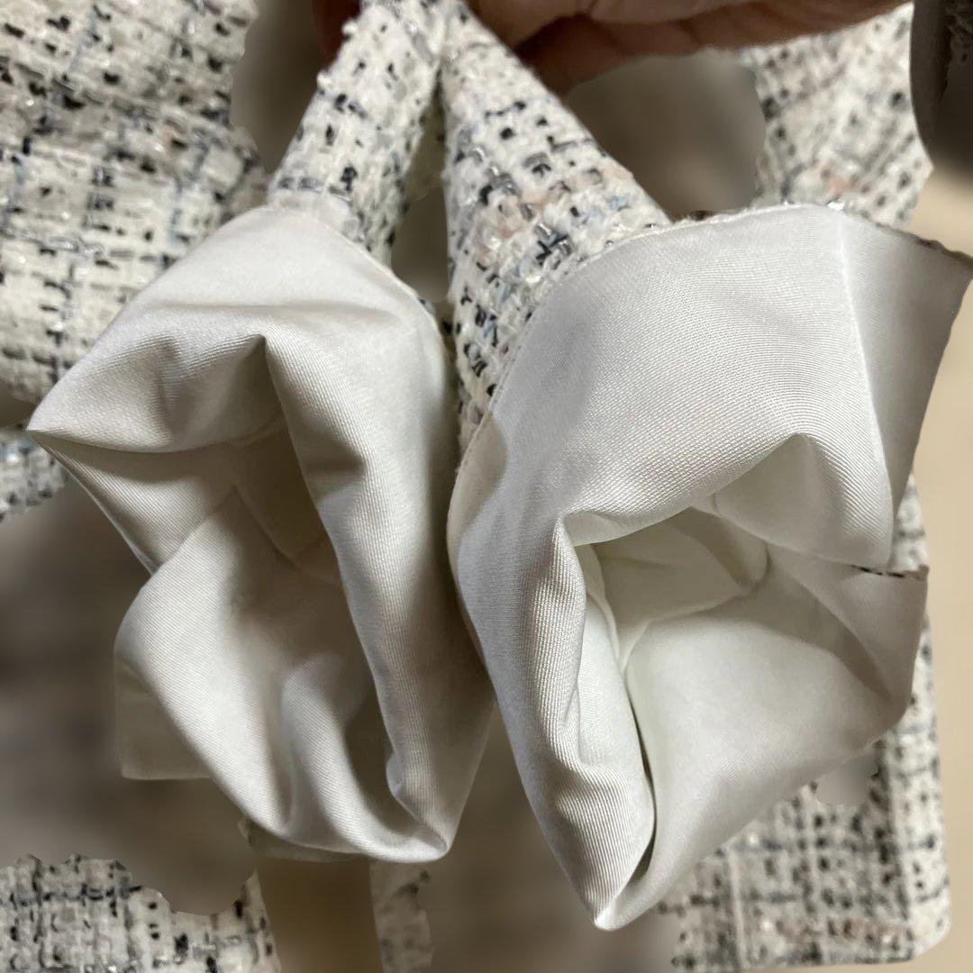 ☆美品[ANAYI ]ミックスツィードノーカラー　ジャケット　サイズ38