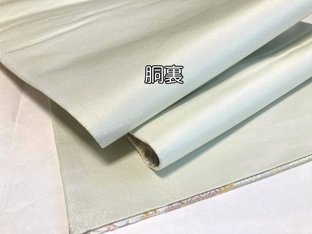 西陣織 唐織り 雪輪取り 銀通し 袋帯 正絹 白 ピンク 黄緑 パステル 716