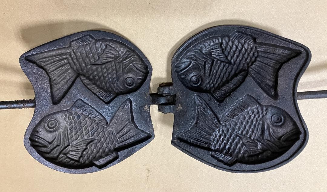 昭和レトロ　たい焼き器 　二丁焼き 　鋳物