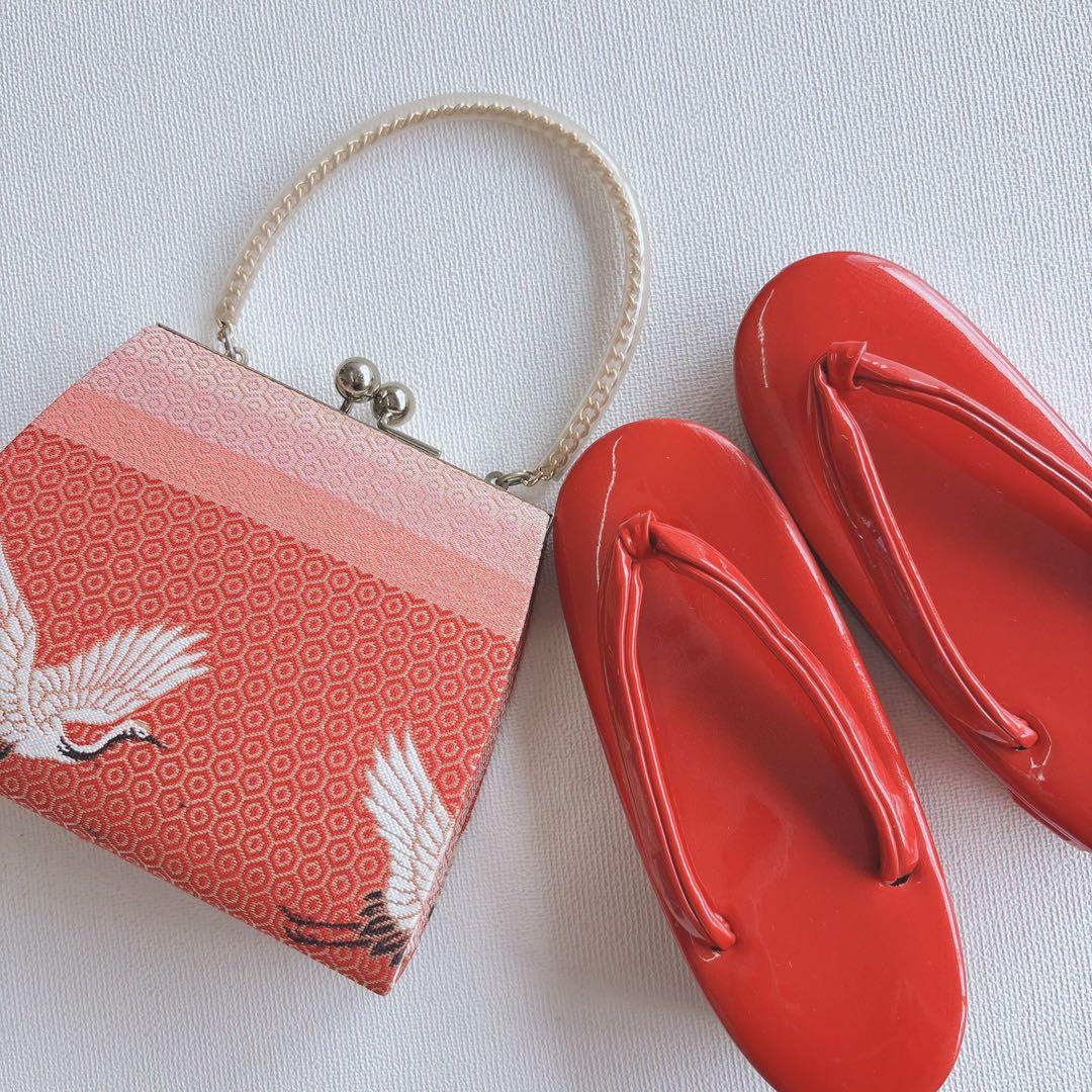 七五三　7歳女の子　フルセット　きもの　帯黒地　小物セット　簡単半襟　7280