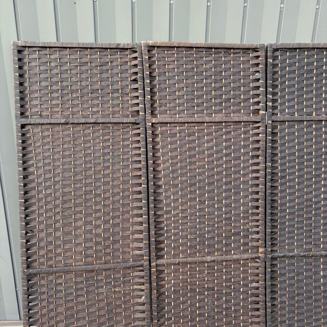 B2 北欧レトロ 木製フレーム 3連 メッシュパーティション パーテーション衝立