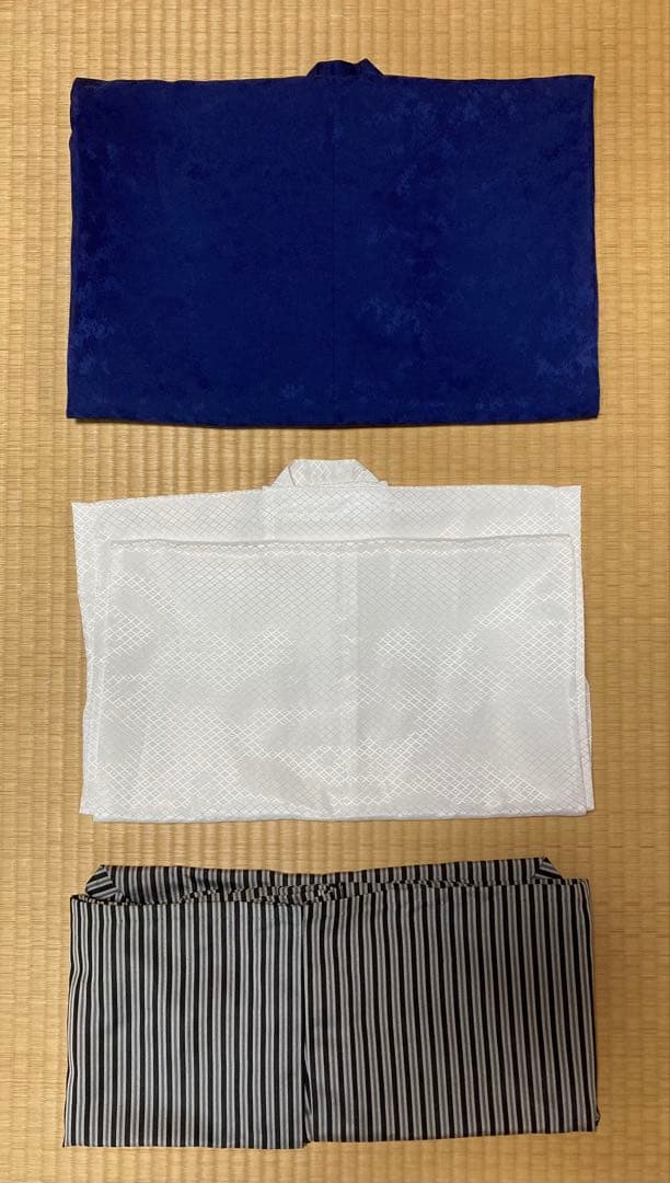 ［美品］七五三 男の子5歳　羽織袴セット　青地　鷹　宝船　縞袴