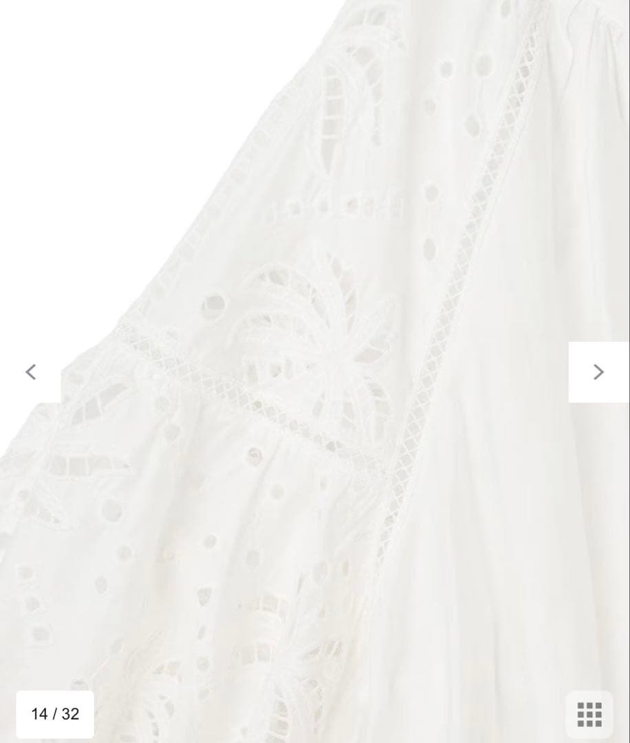 ハ*可様 新品グレースコンチネンタル　ヤシ柄カットワークトップ36フリーサイズ