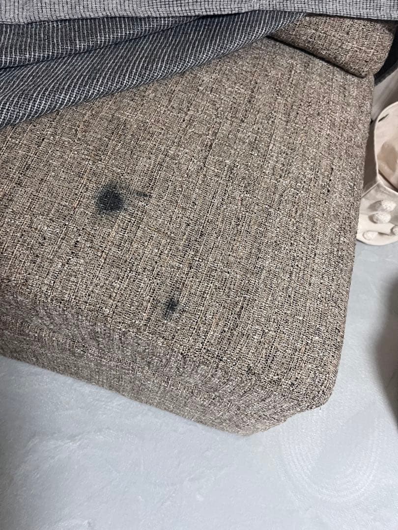 【収納付きオットマン】3人掛けカウチソファ／左右入替可／※オットマン不要もOK