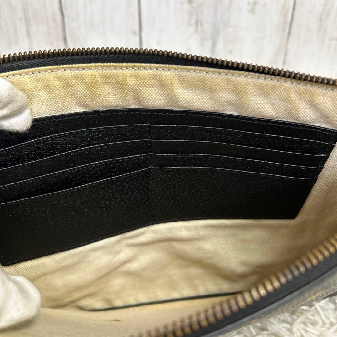 GUCCI セカンドバッグ　クラッチバッグ　ビー　ハチ　ロゴ　レザー　ブラック