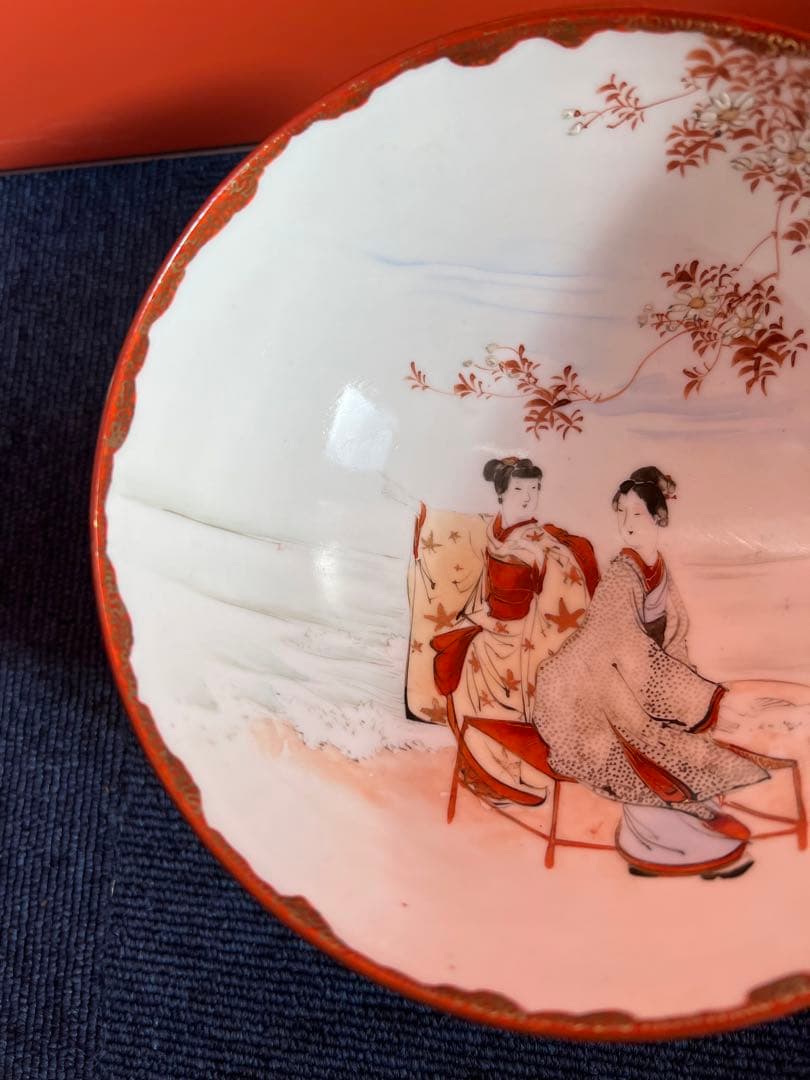 1264 九谷焼　赤絵人物　鉢　時代物