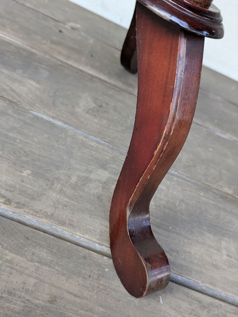 ヴィンテージ　木製大理石サイドテーブル　花台　アンティーク家具　昭和レトロ