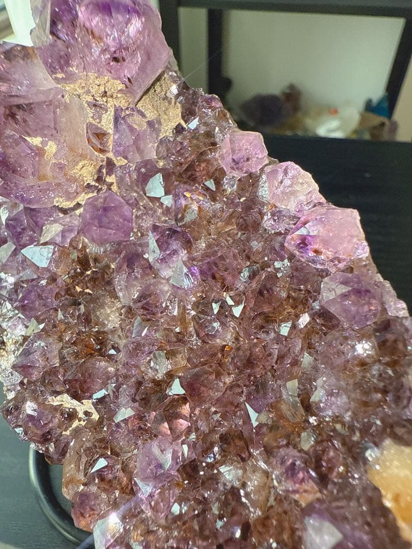 天然石タイチンルチルクォーツ共生アメジストの原石　置物　鉱物NO.011408