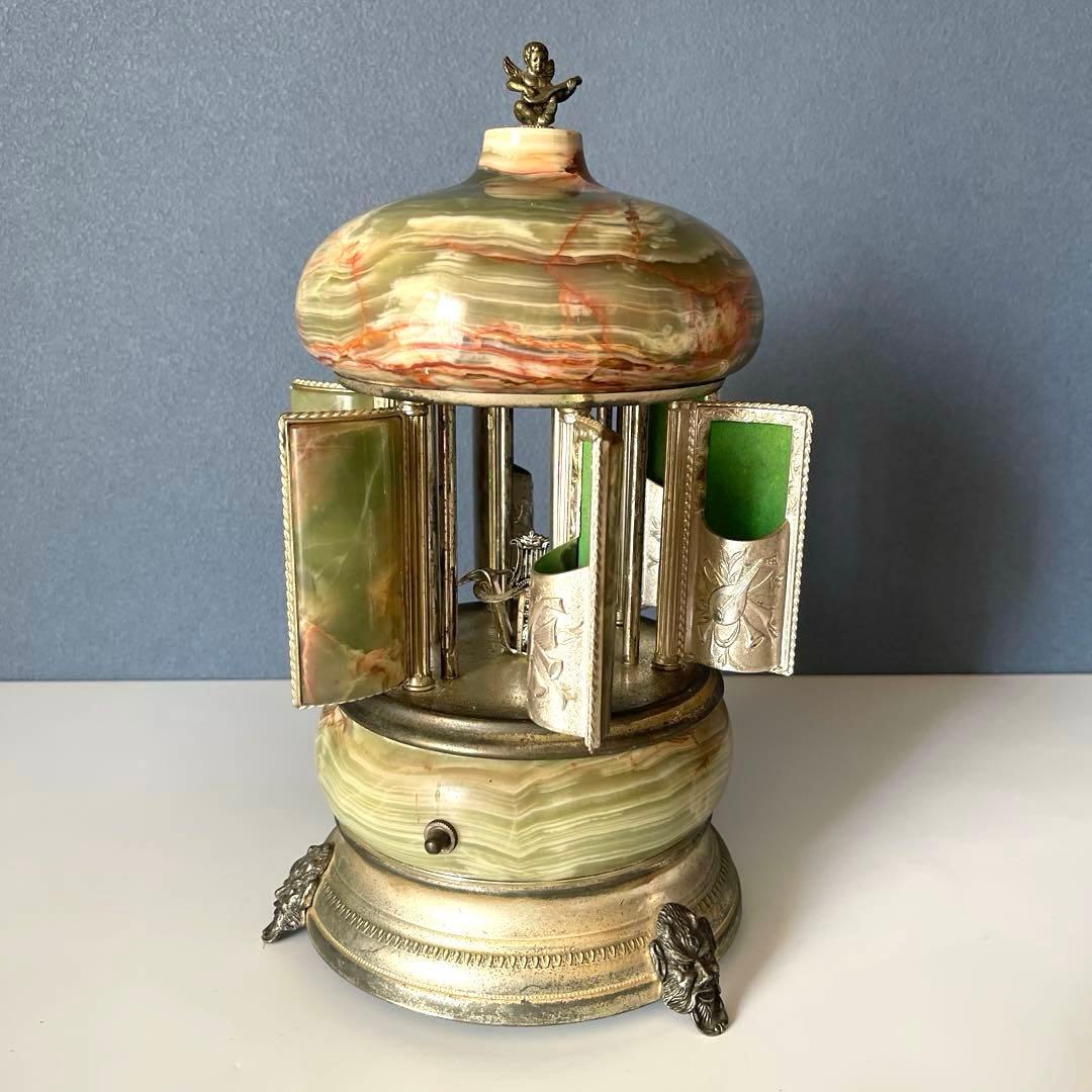 『修理　必要』リュージュ　陶器製カラクリ オルゴール　葉巻入れ　アンティーク