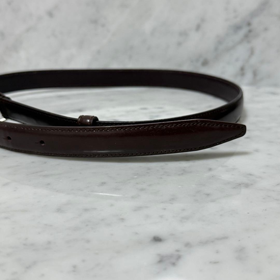 GUCCI グッチ ベルト 細ベルト 本革 レザー ブラウン GG 銀 シルバー