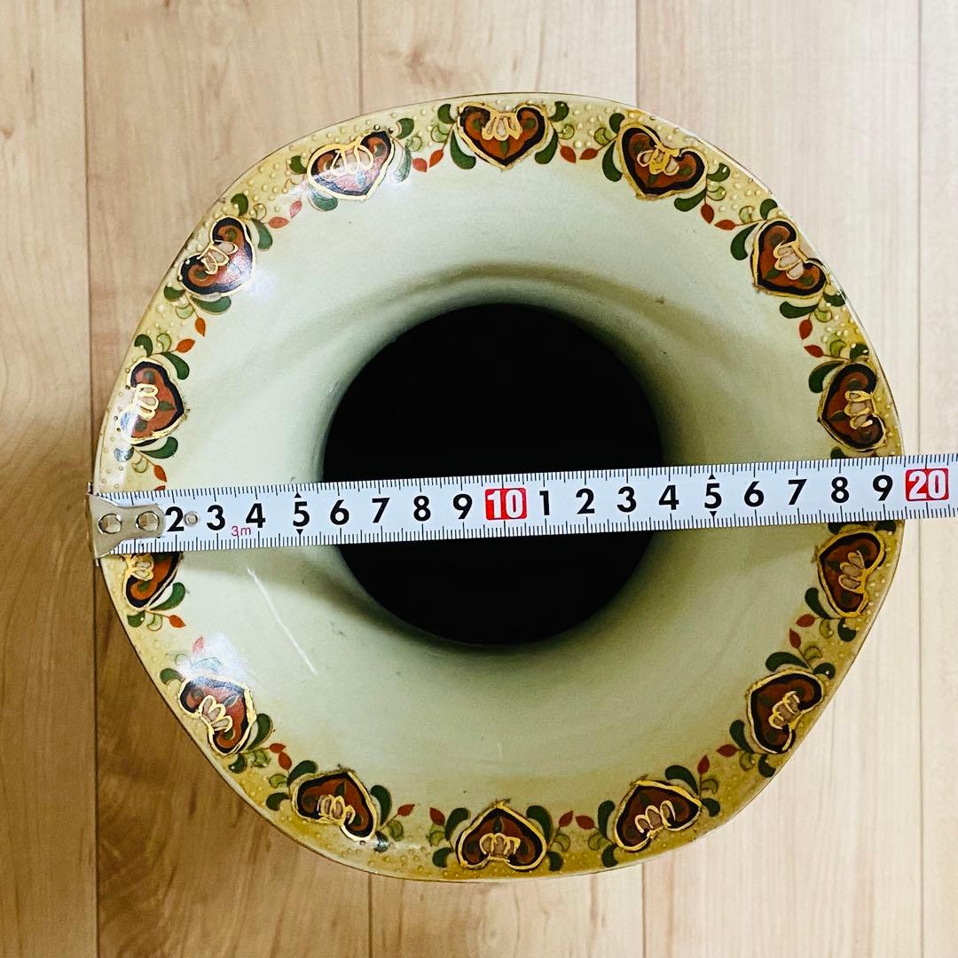 【匿名配送】飾り壺 61cm 大型 金彩耳 薩摩焼 花 蝶 車 陶器 花瓶