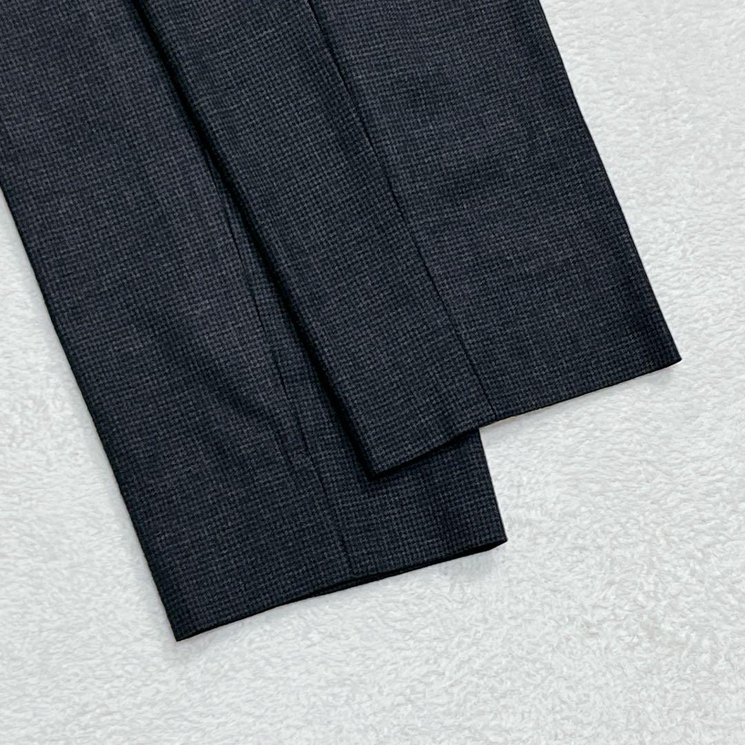 『エディフィス』千鳥格子 セットアップスーツ ウール ストレッチ チャコール