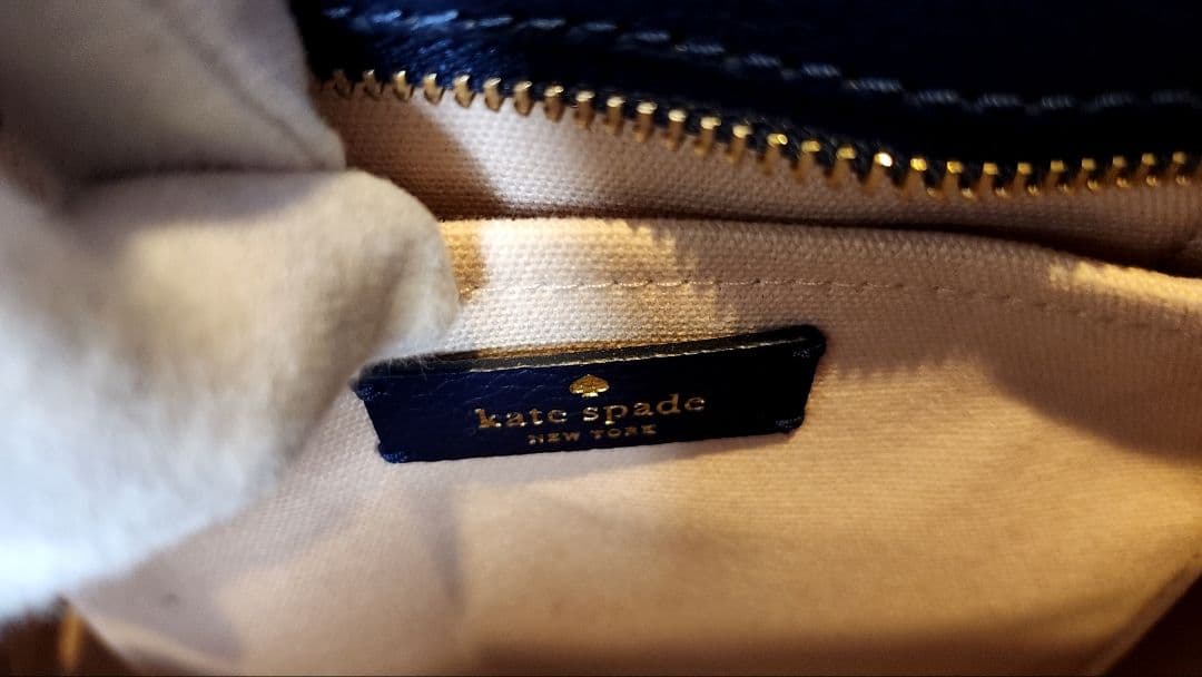 kate spade バッグ アイボリー/ネイビー　カゴ編み風トートバッグ　希少